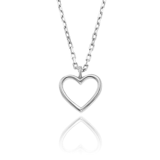Ankerkette mit einem Herzanhänger, aus 925 Silber, Anlaufgeschützt, Breite 0,6 mm, Länge 42+3 cm