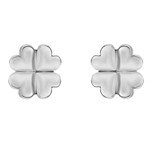 Silberohrringe Kleeblatt, Stecker aus 925 Silber, 5 mm, Anlaufgeschützt