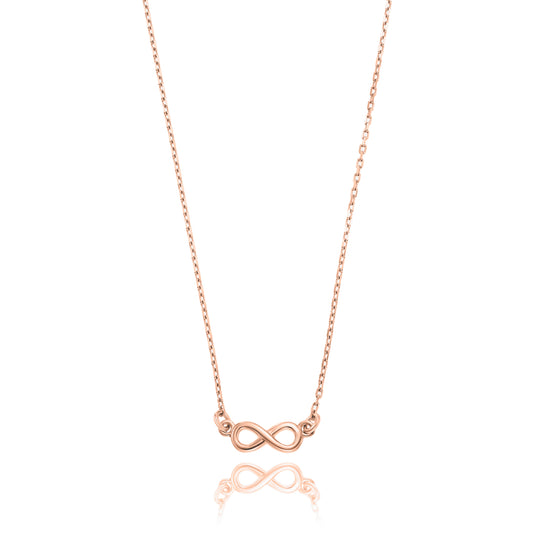 Rosé-Gold vergoldeter Ankerkette mit einem Infinity-Unendlichkeit-Anhänger, aus 925 Silber, Anlaufgeschützt, Breite 1,5 mm, Länge 42+3 cm