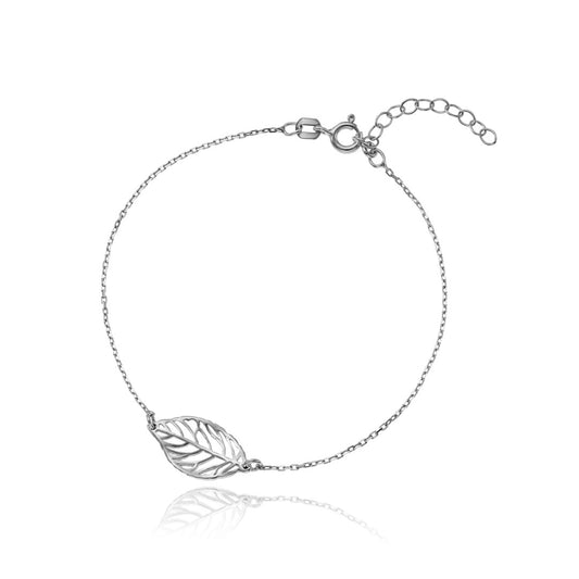Ein Blatt-Armband aus 925 Silber, Anlaufgeschützt Breite 0,6 mm, Länge 16-19,5 cm