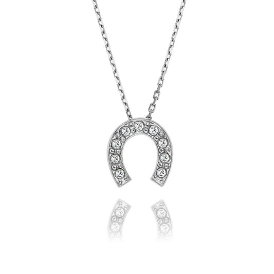 Ankerkette mit einem Hufeisen-Anhänger, aus 925 Silber, Anlaufgeschützt, Breite 0,6 mm, Länge 42+3 cm
