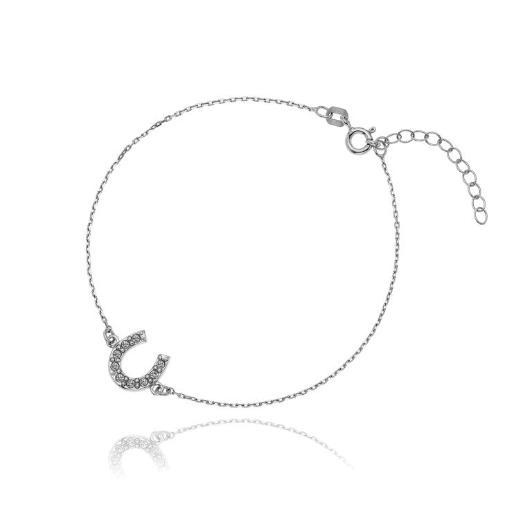 Ein Hufeisen-Armband aus 925 Silber, Anlaufgeschützt Breite 0,6 mm, Länge 16-19,5 cm