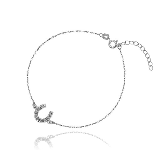 Ein Hufeisen-Armband aus 925 Silber, Anlaufgeschützt Breite 0,6 mm, Länge 16-19,5 cm