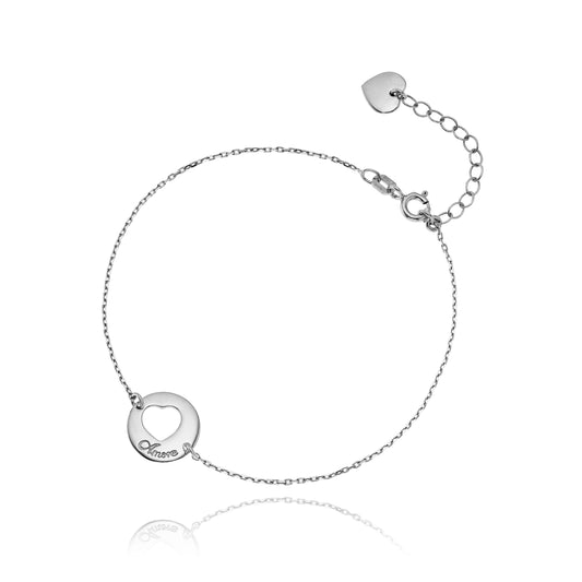 Ein Herz-Armband aus 925 Silber, Anlaufgeschützt Breite 0,6 mm, Länge 16-19,5 cm