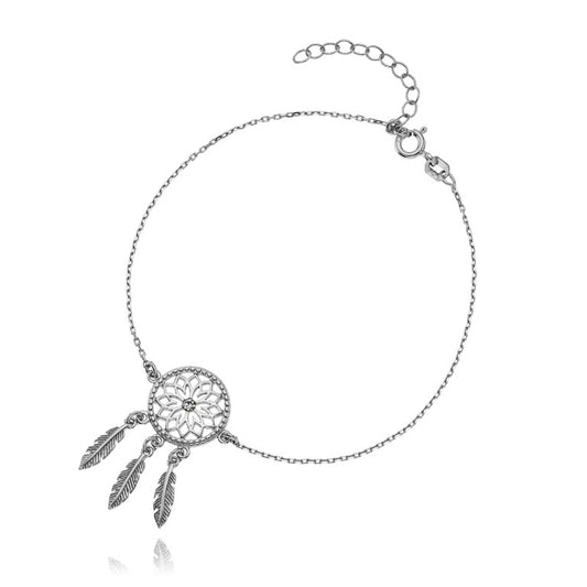 Ein Traumfänger-Armband aus 925 Silber, Anlaufgeschützt Breite 0,6 mm, Länge 16-19,5 cm